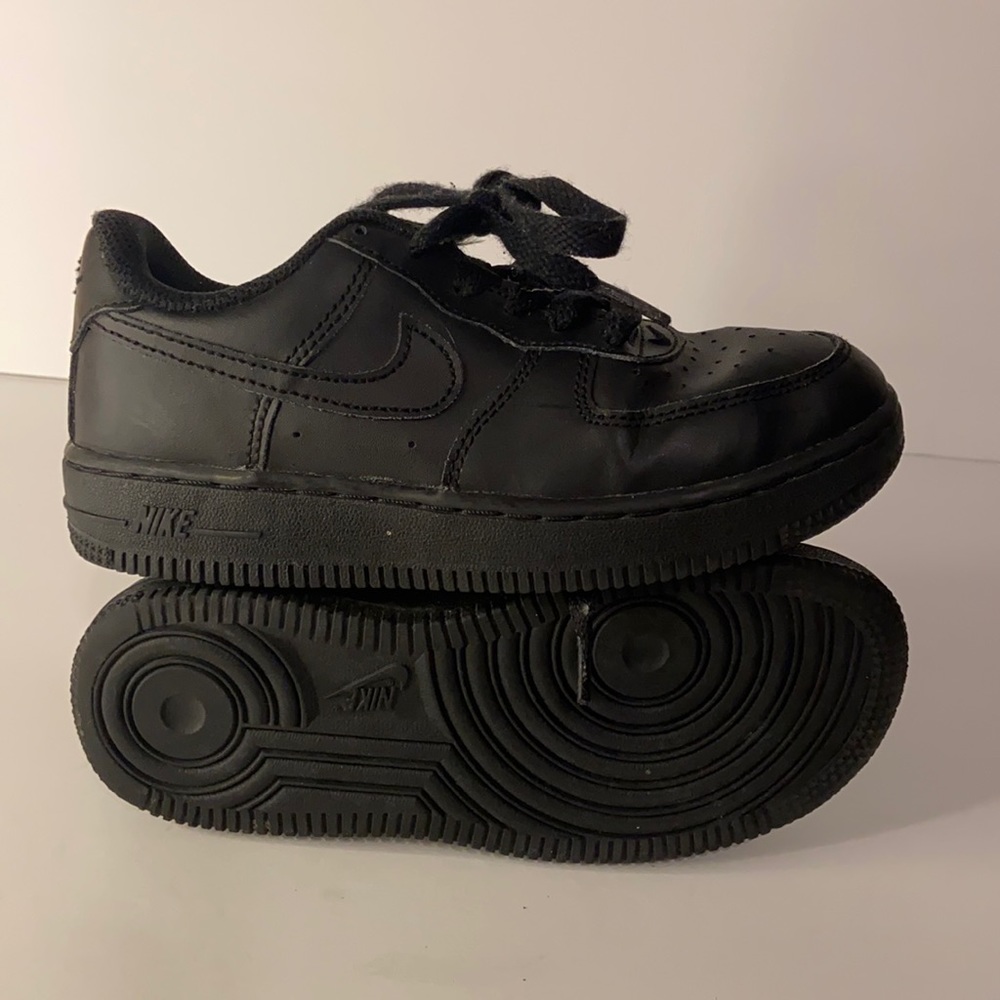 Black Nike Airforce Ones Child Size 13.5 Light Wear